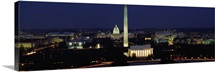 Buildings Lit Up At Night, Washington Monument, Washington DC, District Of Columbia