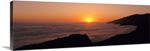 California, Big Sur, Pacific Ocean, Sunset with marine layer