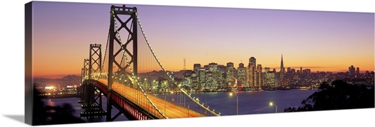 California, San Francisco, Bay Bridge, night