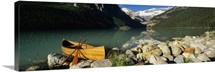 Canoe at the lakeside, Lake Louise, Banff National Park, Alberta, Canada