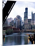 City at the waterfront, Chicago River, Chicago, Cook County, Illinois,