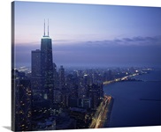 City at the waterfront, Lake Michigan, Chicago, Cook County, Illinois,