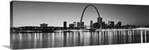 City lit up at night, Gateway Arch, Mississippi River, St. Louis, Missouri