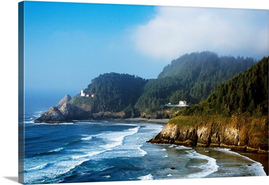 Coastal Scene In Mist With Heceta Head Lighthouse