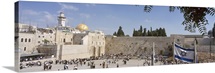 Crowd praying in front of a stone wall Wailing Wall Dome Of The Rock Jerusalem Israel