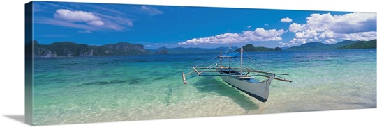 Fishing boat moored on the beach, Palawan, Philippines