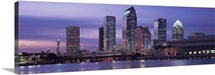 Florida, Tampa, View of an urban skyline at night