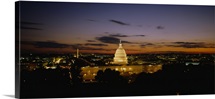 Government building lit up at night, US Capitol Building, Washington DC