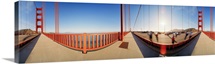 Group of people on a suspension bridge, Golden Gate Bridge, San Francisco, California