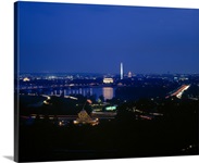 High angle view of a cityscape with monuments in the background, Washington Monument, Lincoln Memorial, Capitol Building, Washington DC