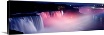 High angle view of a waterfall at night, Niagara Falls, New York State