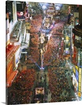 High angle view of crowd on the street celebrating New Years Eve, Times Square, Manhattan, New York City, New York State