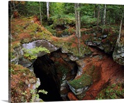 High angle view of sand cave opening, Apostle Islands National Lakeshore, Lake Superior, Wisconsin