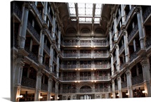 Interiors of a library, Peabody Institute, Johns Hopkins University, Baltimore, Maryland