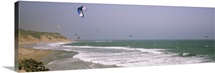 Kite surfers over the sea, Waddell Beach, Waddell Creek, Santa Cruz County, California