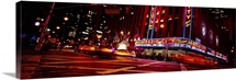Low angle view of buildings lit up at night, Radio City Music Hall, Rockefeller Center, Manhattan, New York City, New York State