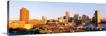 Maryland, Baltimore, High angle view from Federal Hill Parkof Inner Harbor area and skyline