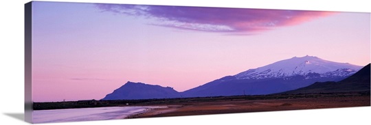 Mountains on a landscape, Snaefellsjokull Glacier, Snaefellsnes, Iceland