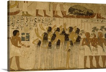 Mural Depicting Female Servants Carrying the Riches of the Deceased in a Funeral Procession, Tomb of Ramose, Thebes, Egypt