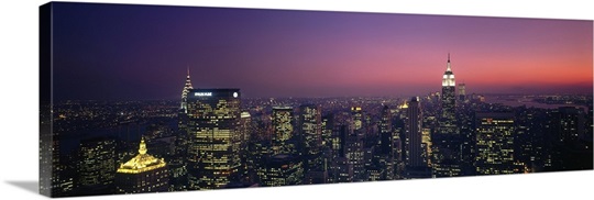 New York, New York City, aerial, twilight