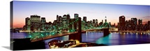 New York State, New York City, High angle view of Brooklyn Bridge