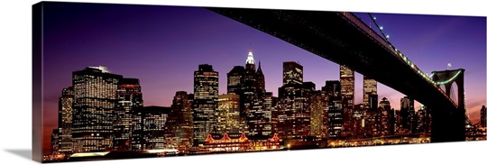 Night Brooklyn Bridge Skyline New York City NY