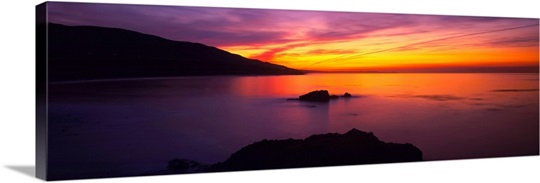 Panoramic view of the sea at dusk, Leo Carillo State Park, Malibu, Carillo, Los Angeles County, California