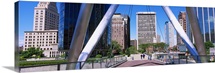 Pillars on a suspension bridge, Hartford, Connecticut, New England