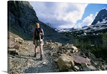 Rear View Of Hiker On Highline Trail