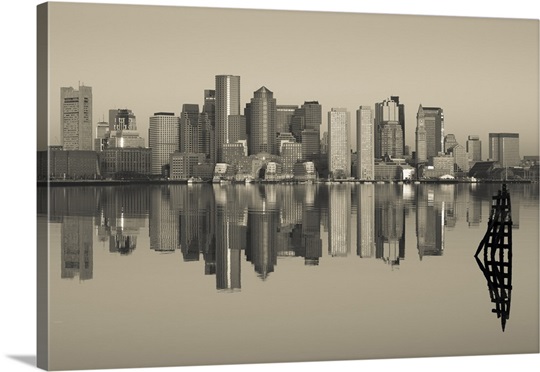 Reflection of buildings in water, Boston, Massachusetts
