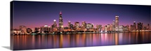 Reflection of skyscrapers in a lake, Lake Michigan, Digital Composite, Chicago, Cook County, Illinois