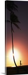 Silhouette of a woman running on the beach, Magic Island, Hawaii