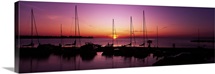 Silhouette of boats in the sea, Egg Harbor, Door County, Wisconsin