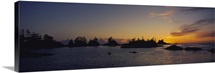 Silhouette of kayaks in the sea, Clayoquot Sound, Vancouver Island, British Columbia, Canada