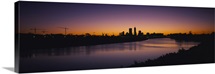 Silhouette of skyscrapers along the river, Indianapolis, Indiana