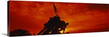 Silhouette of statues at a war memorial, Iwo Jima Memorial, Arlington National Cemetery, Virginia