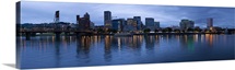 Skyline as seen from the Vera Katz Eastbank Esplanade Willamette River Portland Multnomah County Oregon