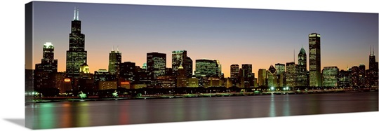 Skyline at dusk Chicago IL