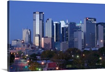 Skyscraper in a city at dawn from the Northeast , Dallas, Texas