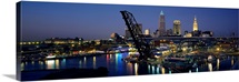 Skyscrapers lit up at night in a city, Cleveland, Ohio