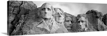 South Dakota, Mount Rushmore, Low angle view of rock carvings (Black And White)