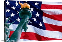 Statue of Liberty and American Flag