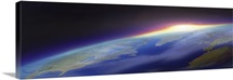 Sun rising over the earth