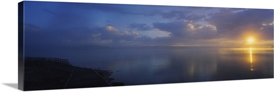 Sunrise over a lake, Yellowstone National Park, Wyoming