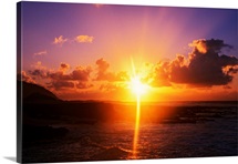 Sunrise over ocean, Sandy Beach Park, Oahu, Hawaii