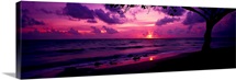 Sunrise over the sea, Pounders Beach, Oahu, Hawaii