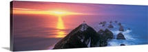 Sunset Nugget Point Lighthouse New Zealand