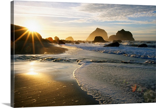 Sunset Over Beach Scene