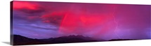 Sunset With Lightning And Rainbow Four Peaks Mountain AZ