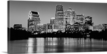 Texas, Austin, Panoramic view of a city skyline (Black And White)